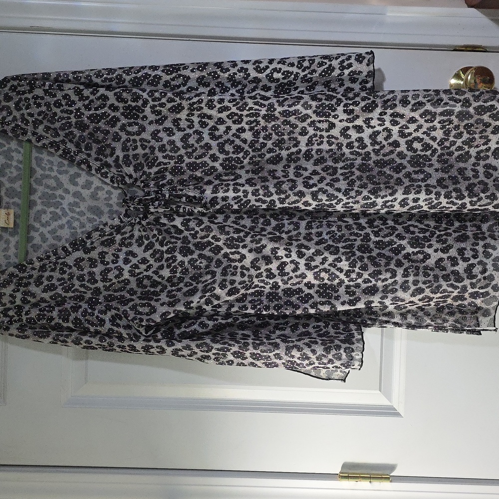 Leopard print sparkle sheer beach cover up.